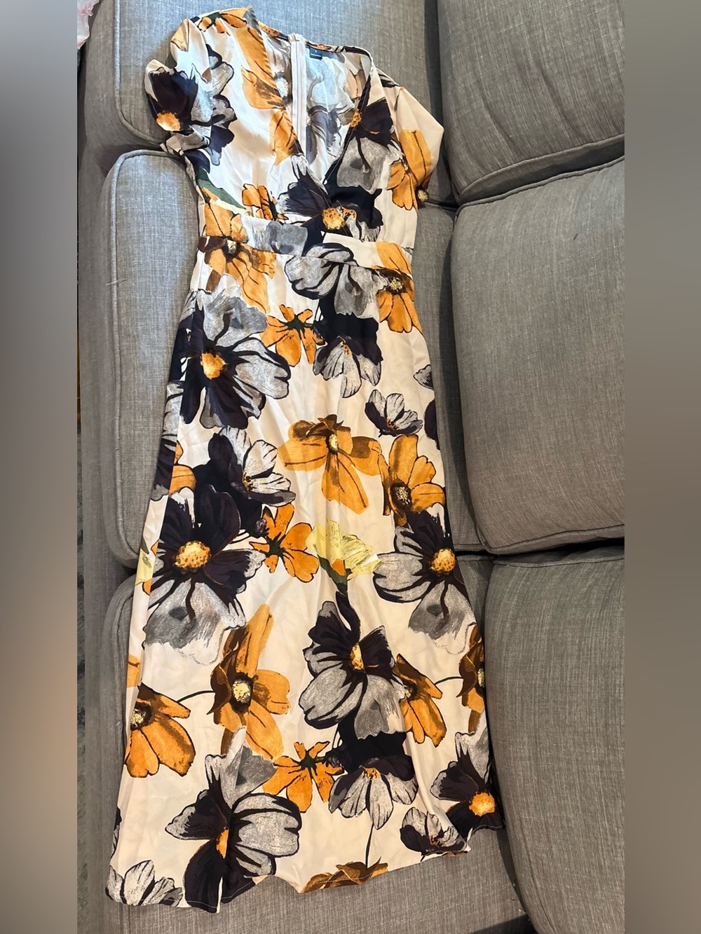 Floral Maxi Dress with Mustard & Navy Bloom